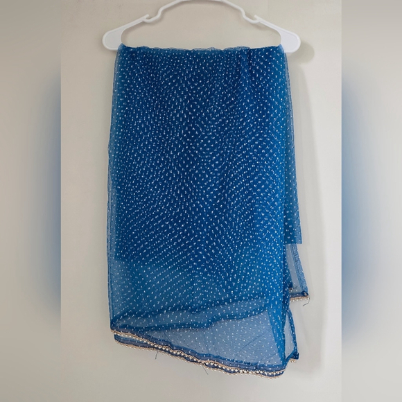 Blue Sequin Thread Embroidered Faux Georgette Lehenga Choli - Picture 15 of 15